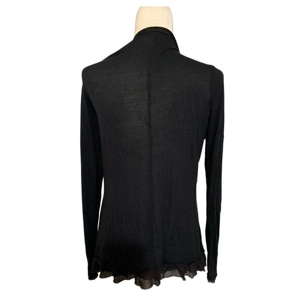 heike jarick womens solid black long sleeve v neck cardigan Sweater top 8 medium - Picture 2 of 4